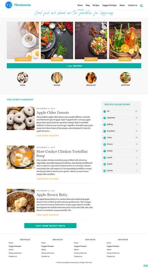 recipes website design