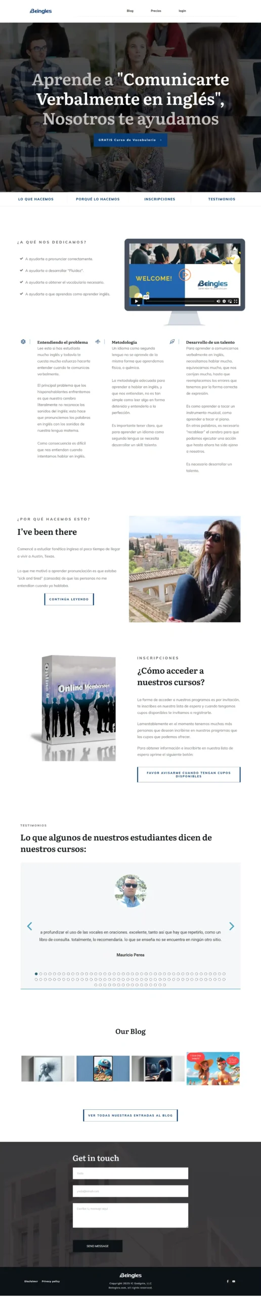 Beingles Best Vocabulary Course website design