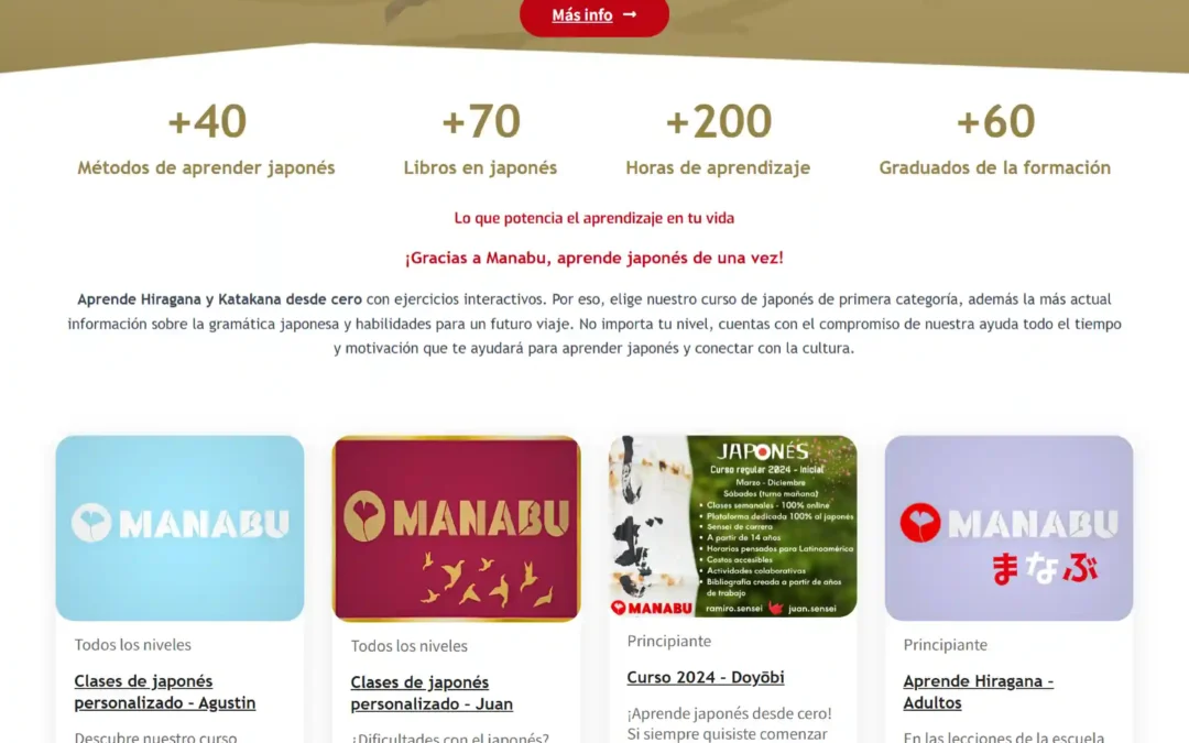MANABU Spanish to Japanese online learning courses website