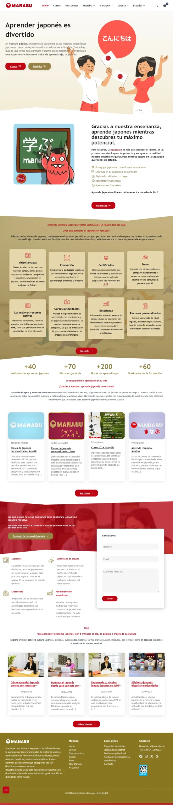 MANABU Spanish to Japanese online learning courses website