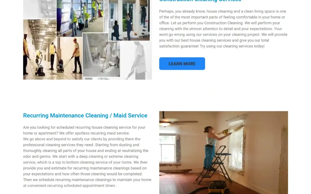 Tabbys Spotlessly Clean best cleaning company website design